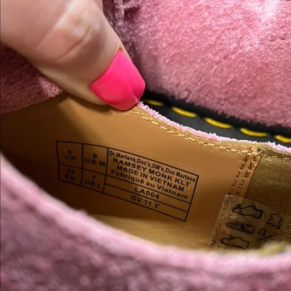 Dr. Doc Martens Ramsey Suede Kiltie Buckle Creepers Pink Fringe Loafers - Picture 7 of 10